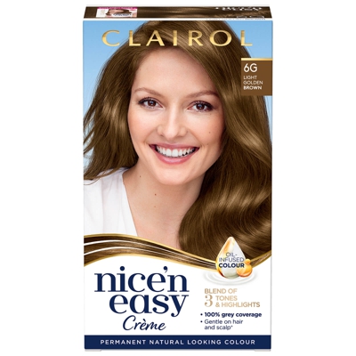 Clairol Nice' n Easy Crème Natural Looking Oil Infused Permanent Hair Dye 177ml (Various Shades) - 6G Light Golden Brown