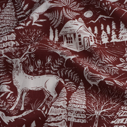 Tissu toile de ramie forêt rouge precio