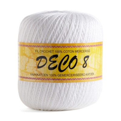 Pelote de fil à crocheter Déco8 - Blanc