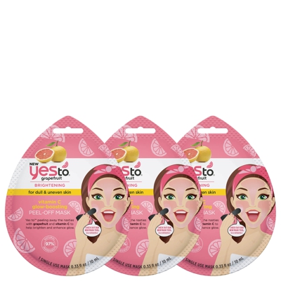 yes to Grapefruit Vitamin C Glow-Boosting Single Use Peel-Off Mask (Pack of 3)