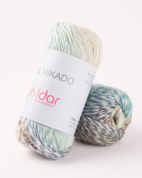 Fil à tricoter Mikado bleu clair et blanc precio
