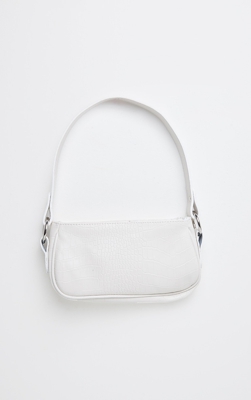 Sac à main effet croco blanc éclatant, Crème