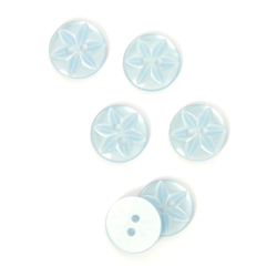 Boutons fleur 2 trous bleu clair 16mm precio