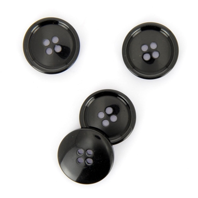 Boutons ronds 4 trous noir 23 mm
