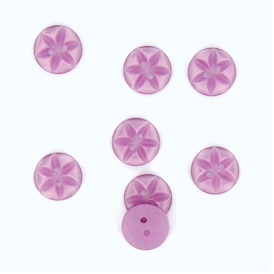Boutons fleur 2 trous lilas 14mm