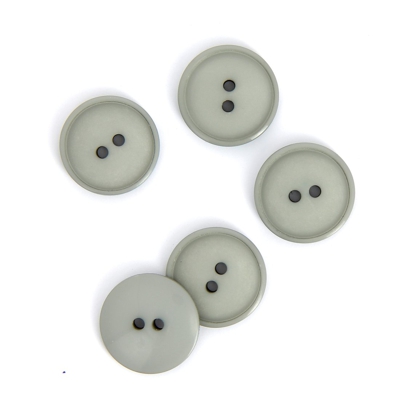 Boutons plats 2 trous gris 15 mm