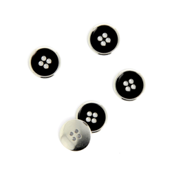 Boutons métal argent et noir 15 mm en oferta