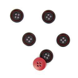 Boutons colorés ronds noir et rouge 10 mm características