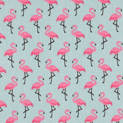 Tissu coton bleu flamant rose características