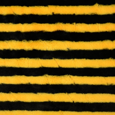 Tissu fausse fourrure rayure noir jaune