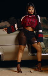 Cycliste en mesh noir imprimé Y2K, Noir en oferta