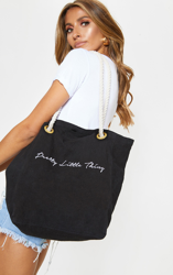 PRETTYLITTLETHING - Tote bag en coton noir, Noir precio
