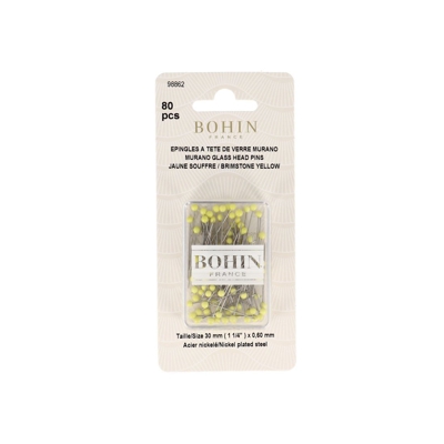 Epingles à tête de verre de Murano jaune - Bohin