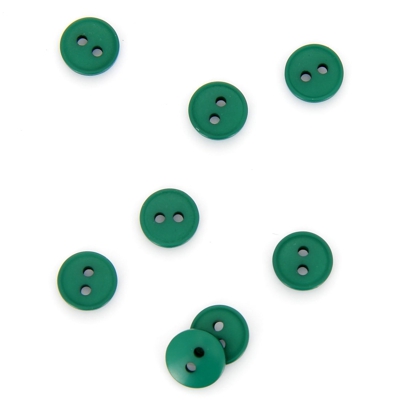 Boutons plats 2 trous vert sapin 11 mm