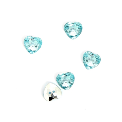 Boutons crystal coeur bleu turquoise 11 mm