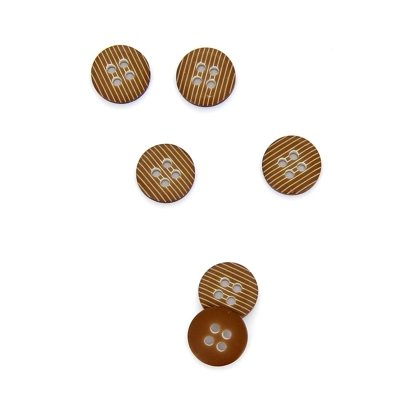 Boutons striés 2 trous marron 11 mm