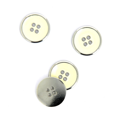 Boutons métal argent et blanc 20 mm