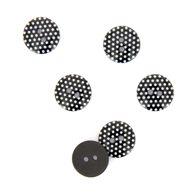 Boutons à pois 2 trous noir 15 mm