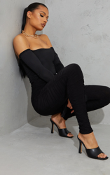 Mules carrées noires à talon pointure large, Noir en oferta