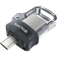 Ultra Dual m3.0 lecteur USB flash 64 Go USB Type-A / Micro-USB 3.2 Gen 1 (3.1 Gen 1) Noir, Argent, Transparent, Clé USB