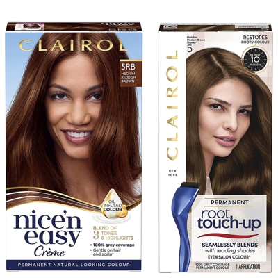 Clairol Nice' n Easy Permanent Hair Dye and Root Touch up Duo (Various Shades) - 5RB Medium Reddish Brown/5 Medium Brown