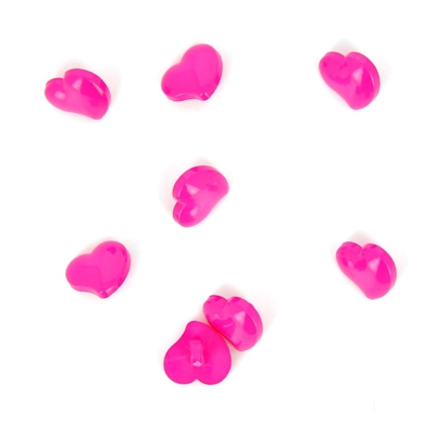 Boutons forme cœur rose fuchsia 13 mm