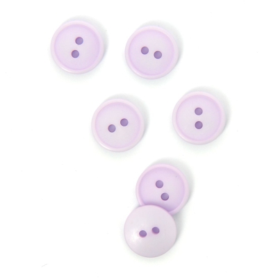 Boutons plats 2 trous lilas 15 mm