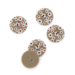 Boutons imprimés fleurs gris 18 mm precio