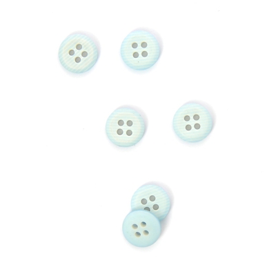 Boutons striés 2 trous bleu clair 11 mm