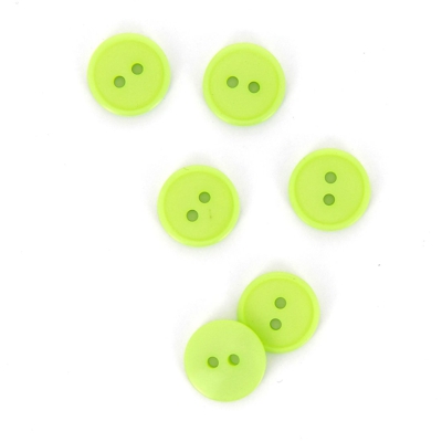 Boutons plats 2 trous vert vif 15 mm