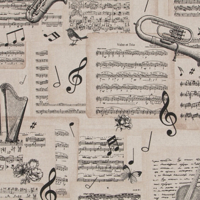 Tissu coton épais musiques et instruments
