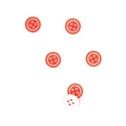 Boutons rouges et blancs 10 mm características