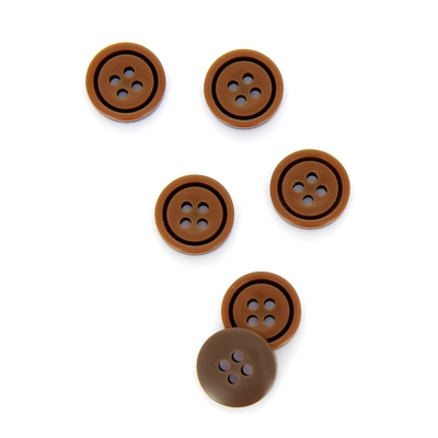 Boutons colorés ronds marron 14 mm