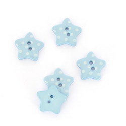 Boutons étoiles bleu clair à pois blancs 18 mm características