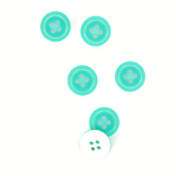 Boutons turquoise et blancs 14 mm en oferta