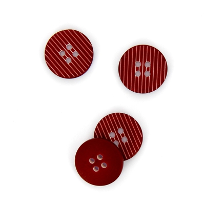 Boutons striés 2 trous rouge 19 mm