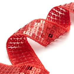 Ruban à sequins carrés - Rouge en oferta