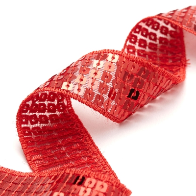 Ruban à sequins carrés - Rouge