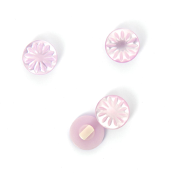 Boutons à queue forme pétale rose lilas 15 mm características