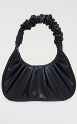 Sac à main noir profond à anse froncée, Noir en oferta