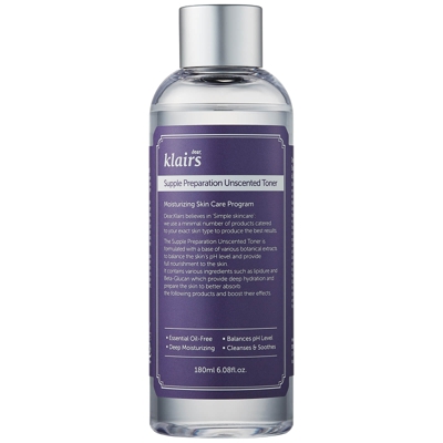 Lotion tonique sans parfum Supple Preparation Facial Toner Dear, Klairs 180 ml