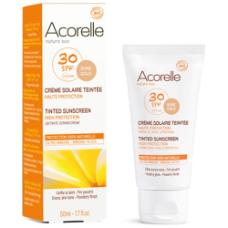Crème solaire teintée bio SPF 30 Acorelle – Doré 50 ml en oferta
