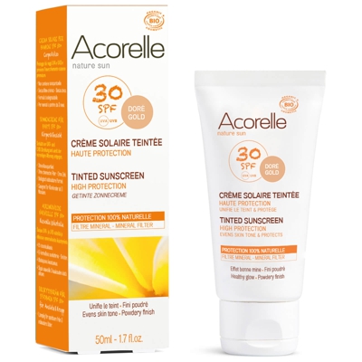 Crème solaire teintée bio SPF 30 Acorelle – Doré 50 ml
