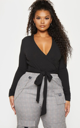 PLT Plus - Body noir côtelé à nouer, Noir características