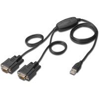 USB 2.0 - 2x RS-232 Noir, Adaptateur