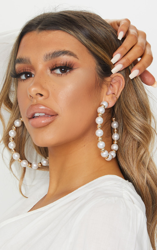 Créoles XXL dorées à perles blanches, Blanc características