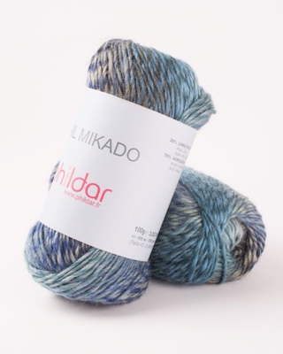 Fil à tricoter Mikado bleu chiné