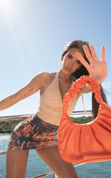 Sac à main orange à anse froncée, Orange características