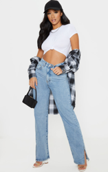 Petite - Jean très délavé à ourlet fendu, Bleu clair en oferta