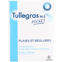 T​ulle Gras MS Pocket, Pansement gras protecteur, vaseliné, stérile 5 cm x 10 cm precio